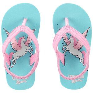 Oshkosh NWT Toddler Baby Girl Small 5/6 Unicorn Flip Flops Sandals Blue Pink